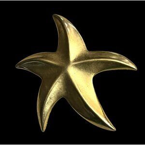 Brass Starfish Brooch Pin 2.5" X 2" Gold-Tone Finish Vintage Accessory